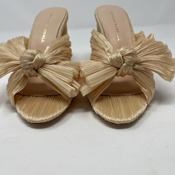 NWB Loeffler Randall Women's Almond Cream Penny Pleated Bow Slide Sandal 6.5 - Picture 6 of 12
